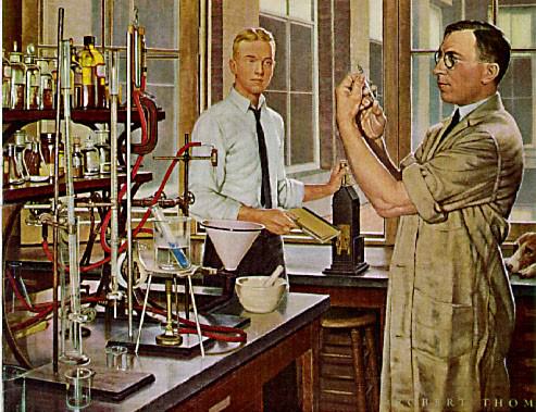 [ Banting and Best in the laboratory where insulin was discovered ]